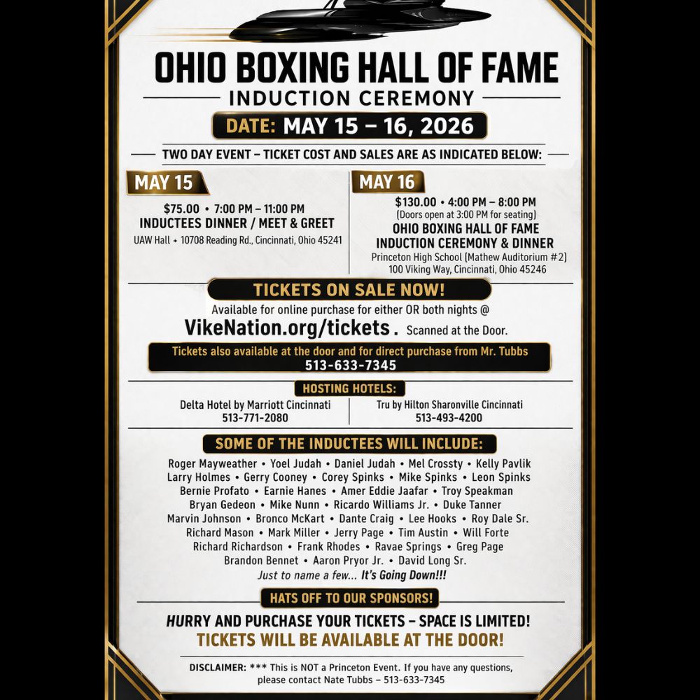 Sponsorship | Ohio Boxing Hall of Fame Induction 2026 | May 16th | Cincinnati OH - Image 2